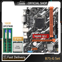 JINGSAH B75 Motherboard Kit With I7 3770 CPU 2X8G=16G DDR3 PC RAM NVME M.2 USB3.0 SATA3 Gigabit LGA 1155 B75 Desktop Motherboard