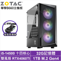 華擎B660平台[俠骨鬥神]i5-14500/RTX 4060TI/32G/1TB_SSD