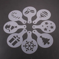 Fancy Coffee Latte Art Stencils Christmas Valentine's Day 8-Piece Set Coffee Stencil Milk Tea Stenci