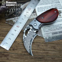 LCM66 Damascus Karambit Folding Knife csgo Gift Tactical Pocket Knife,outdoor camping jungle survival battle self defense tool