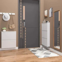 Nordic Ultra Thin Rotating Shoe Cabinet Large Capacity Hallway Cabinet Simple Metal Shoe Rack Organizer Sapateira Home Furniture