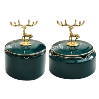 Ceramic Ashtray Deer Cover Cute Portable Ashtray Desktop Accessories Ashtray Home Decoration Living Room Office