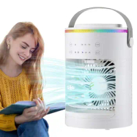 Mini Air Cooler Compact Cooler Evaporative Air Fans USB Evaporative Ventilator With 3 Fan Speeds 7 LED Lights For Home Room