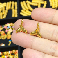 Pure 999 24K Yellow Gold Pendant Women 3D Gold Fish tail Necklace Pendant 1pcs