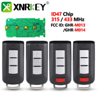 XNRKEY Keyless Go Remote For Mitsubishi Afterma 2/3Buttons 315/433MHz ID47Chip Smart Remote Car Key Xpander Eclipse M013/M014