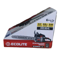 ECOLITE Mesin Gergaji Kayu EC6800 22 Inci dengan Bar Baja 58cc Laser Tip Plus