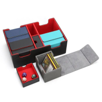 Leather Deck Storage Box for Magic/YuGiOh TCG Card Storage Trading Deck Box Commander MTG Card Carrying Organiser 400+