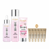 【LOREAL Paris 巴黎萊雅】亮白全套組_淨亮白激光精華水128ml+淡斑精華30ml+激光潔面乳100ml