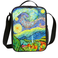 Kids School Thermal Bag 3D Print Van Gogh Oil Painting Portable School Lunch Bag Outdoor Picnic Boys Girls For Food Thermal Bag