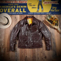 Jacky Cheung Leather Leather Batik Vegetable Tanning American Retro May Kaji Motorcycle Jacket Men's Leather.