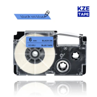 6mm Casio label tape Black on Blue compatible label tapes XR6BU XR 6BU XR-6BU for KL-60 typewriter KL-60SR KL120 EZ Label Maker