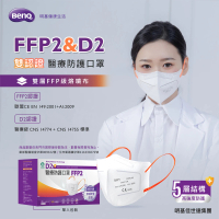 明基健康生活 怡安 FFP2/D2雙認證 歐規N95/N95等級 醫療防護五層立體口罩(20片/盒 單片包裝 官方直營)