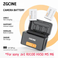ZGCINE NP-BX1 Camera battery charging case 5200mAh For Sony Camera Like zv1 RX100 HX50 M5 M6 AS50R PJ410 MV1 X3000R
