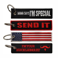 MAMA SAYS IM Special Embrodiery Luggage Tag Send It US Flag Im Your Huckle Berry Remove Before Flight Keyrings Embroideried Tags