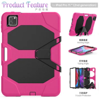 Drop Resistance Hard Back Cover for iPad Pro 11 2021 Shockproof Case with Funda Stand for iPad Pro 11 Silicone Case 2022 2018