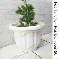 siap kirim - pot tanaman hias jumbo putih tebal 50cm diameter 50cm tinggi 38cm cocok untuk menanam b