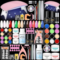 Peacecolor Acrylic Nail Kit with Everything with Drill and U V Light 6PC Acrylic Powder 4PC Gel 24PC