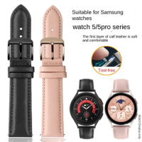 For Samsung watch5 pro leather strap Watch5/4 Galaxy 3 4 5 Huawei GT watch Galaxy Soft watchband men women 40/44mm accessories