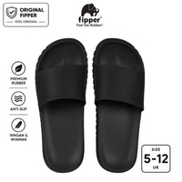 Fipper - Slip On Trail Sandal Selop Anti Slip Pria Original Ringan Nyaman Black / Black / Black UK 1