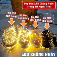Dây Đèn Led trang trí Chống Nước 50m 100m 20m không nháy, trang trí quán cà phê ngoài trời giáng sin