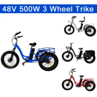 20/24*4.0 Fat Tire Three Wheel E-Bike Fat Tire Tricycles Cargo Trikes For Adults With Basket For Shopping