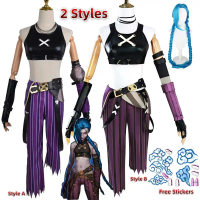 Permainan League of Legends Cosplay LOL Jinx Kostum Cosplay Anime LOL Arcane Young Ver Jinx Main Per