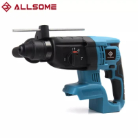 Allsome Electric Impact Drill Rotary Hammer Brushless Cordless Hammer Electric Drill for 18V Makita Lithium Battery