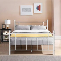 Queen Size Metal Platform Bed Frame With Headboard,No Box Spring Needed/Mattress Fundation/Vintage Style Furniture Living Room