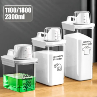 2300ML Laundry Detergent Dispenser with Lids Clear Airtight Detergent Powder Storage Box Container Refillable Bleach Storage Jar