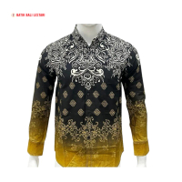 Batik Bali Lestari Kemeja Pria Katun Hitam Kuning ( 33P3 )