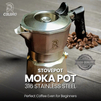 COLBRO MOKA POT 3 CUP COFFEE ESPRESSO MAKER STAINLESS STEEL