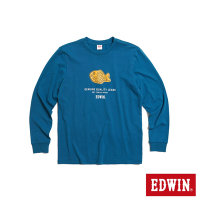 EDWIN 東京散策系列 鯛魚燒長袖T恤-男女-土耳其藍
