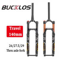 BUCKLOS MTB Air Suspension Fork 26 27.5 29 Bike Front Fork Travel 140mm Bicycle Fork Tapered/Straight Tube Forks Cycling Parts