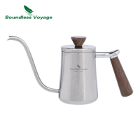 Boundless Voyage Titanium Kettle Pour Over Coffee Kettle with Wood Handle, Precision Pour Drip Spout, Tea Coffee Maker, 300ml