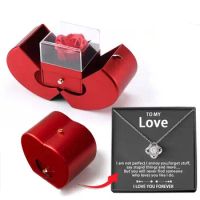 Forever Rose Heart Box To My Love Red Box To My Mom Necklace Jewelry Boxes and Packaging Mother's Day Girls Valentine's Day Gift