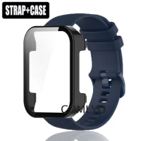 2in1 For Realme watch 3 Case Tempered Glass Screen Protector Bumper Cover realme3 Strap Silicone Bracelet Band For Women men