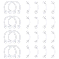 24PCS Acrylic Clear Retainers for Cartilage Helix Daith Tragus Earrins Nose Lip Eyebrow Rings Bioflex 16G 6mm/8mm/10mm/12mm