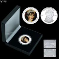 Diana Silver Coin with Gift Box Princess of England Commemorative Coin 1961-1997 Years Coin Collectibles Home Decor