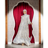 Zarelia Dress | Set Hijab Gamis Wanita Elegan Mewah Terbaru | Dress Muslim Motif | Busui Dress Konda
