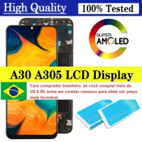6.4" OLED/Super AMOLED LCD for Samsung A30 A305/DS A305F A305FD A305A Display LCD Touch Screen Digitizer Assembly