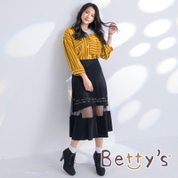 betty’s貝蒂思　棉質拼接網布蛋糕裙(黑色)