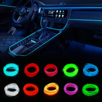 1/2/3/4/5M EL Wire DIY Flexible Neon Light Glow Rope Tape Cable LED Atmosphere String Light For Car Decoration