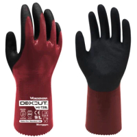 Oilfield Gas Waterproof Oil Safety Garden Glove HPPE Micro Foam Nitrile EN388 4X43E Anti Cut Resistant Chemical Proof Work Glove