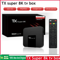 [Genuine] 2024 Super value New Android Smart TV Box TX Super 8K TV box Global Market Media Player Shows 2GB 16GB TV Set Top box