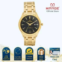 Mirage Jam Tangan Pria Analog 8893 M Gold Original Stainless Plat Hitam