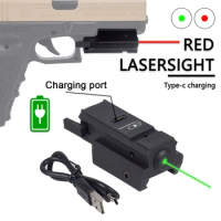 USB Charging Red Green Laser Sight Pointer Airsoft Power Pistol Laser For 11mm 20mm Rail Glock 17 19 Rechargeable Gun Laser