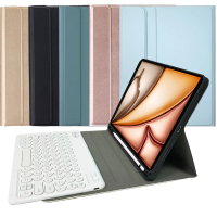 Powerway For 2025 iPad Air 11吋-M3 / 2024 -M2平板專用圓座型藍牙鍵盤-皮套