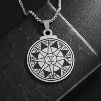 Stainless Steel Sun Astrology Disk Pendant Necklace Retro Ethnic Style Fashion Lucky Jewelry for Men and Women