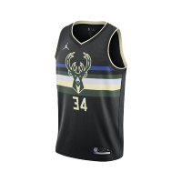 Nike 背心 NBA Jerseys 籃球球衣 男款 密爾瓦基 公鹿 Dri-FIT 乾爽舒適 黑 綠 CV9484-010