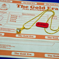 Kalung Wanita Liontin Mata Satu Emas 5 Gram Dapat Surat Dari Toko